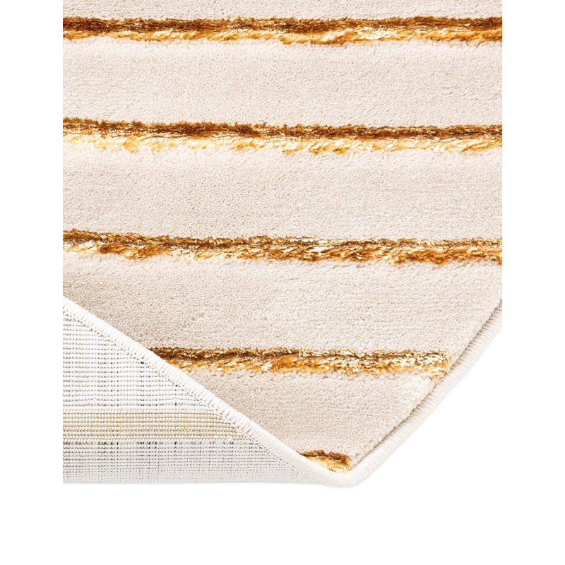 Latitude Run® Mirage Nikica Rug White and Gold, Round 3'1"