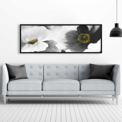 Fleurs noires et blanches - art botanique contemporain sur toile