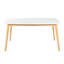 Table de salle à manger Mid-Century couleur chêne blanc, plateau en faux bois et pieds en bois d'hévéa massif, l 57,97 po x P 35,29 po H 30,14 po
