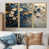 Toile avec cadre flottant or
