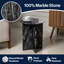 Javier Minimalist 17.75" Round Solid Black/Grey Marble End Table, Geometric Cross Base Glossy Accent Side Table for Living Room & Bedroom-1403418323