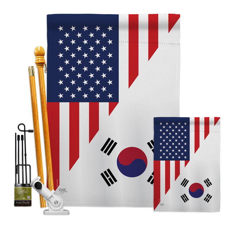L’amitié d’american korea-impressions 2 faces décoratives 40 x 40 po ensemble de drapeaux en polyester
