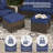 5-Piece Outdoor Patio Set with 2 Swivel Chairs, 2 Ottomans & Water-Textured Glass Side Table-568437380