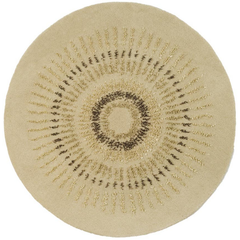 Nonia Hand Tufted Wool Geometric Rug, Round 6'