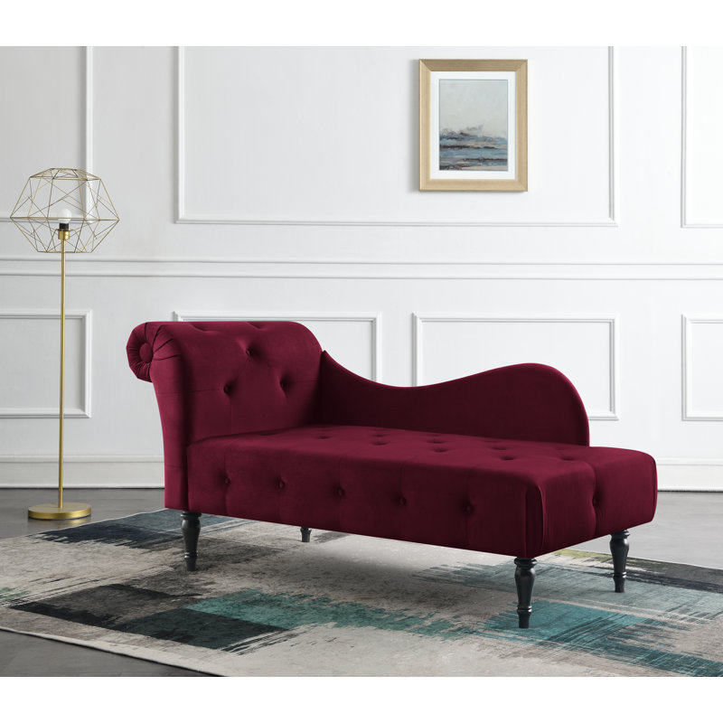 Scalise Upholstered Chaise Lounge, Burgundy