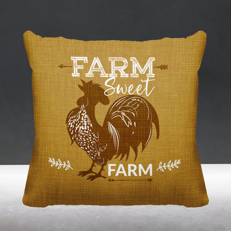 Coussin intérieur / extérieur Cooper Farm House Rooster, L 17 po x H 17 po, Or