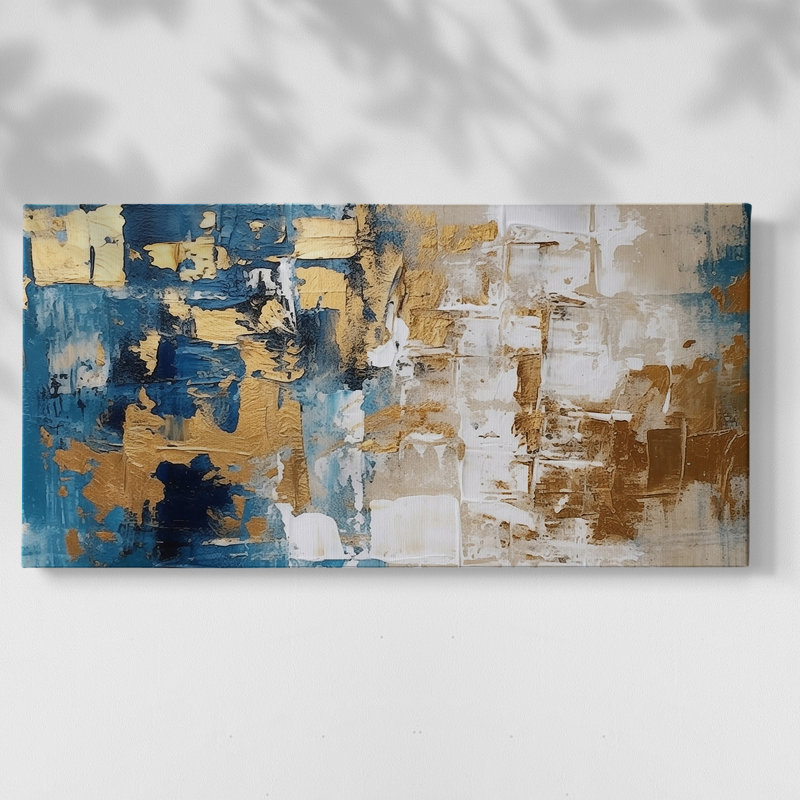 Série abstraite-CML XXXIV- Toile tendue avec châssis tendue, prête à être accrochée, H 17 po x l 33 po