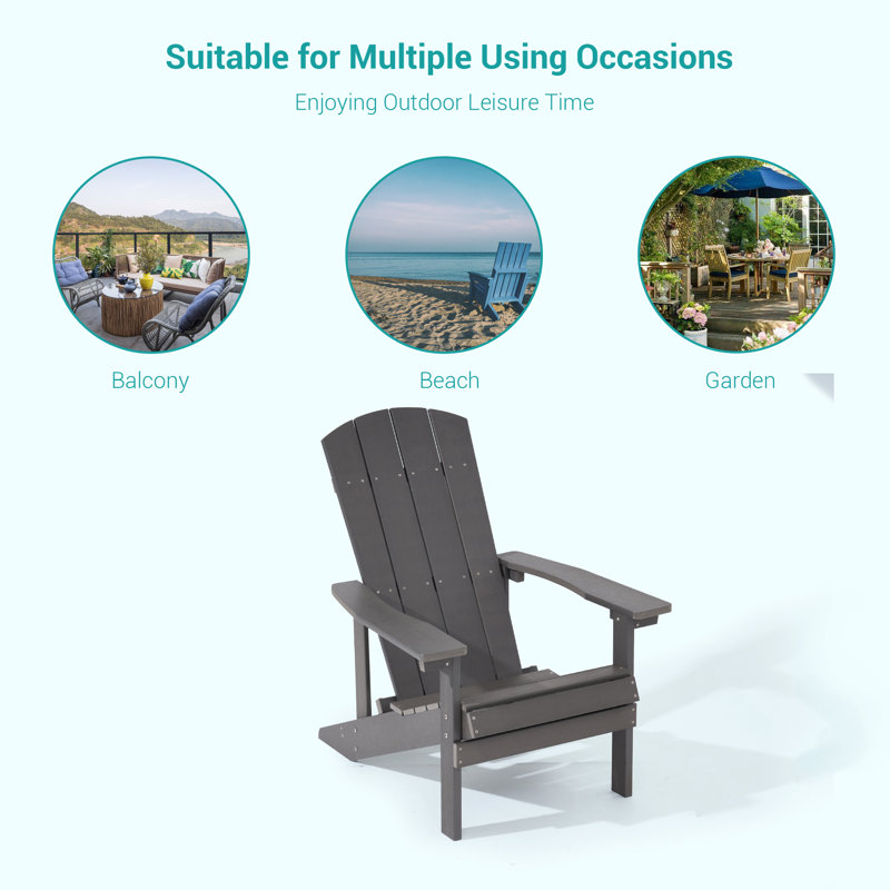 Chaise Adirondack en plastique Yonds, Anthracite