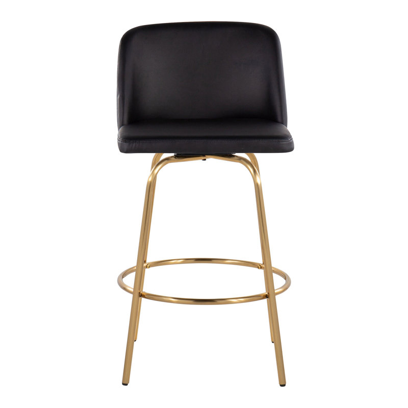 Lillymae Swivel Upholstered Counter Stool with Metal Frame