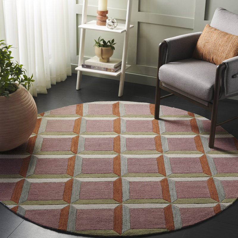 Tapis géométrique touffeté à la main Nickelsen, Rond 6 pi