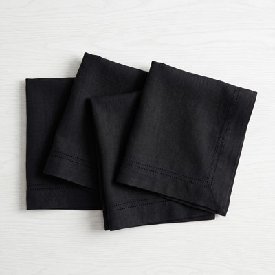 100% Pure Linen Hemstitch Dinner Napkins - Maison Washed Hemstitch