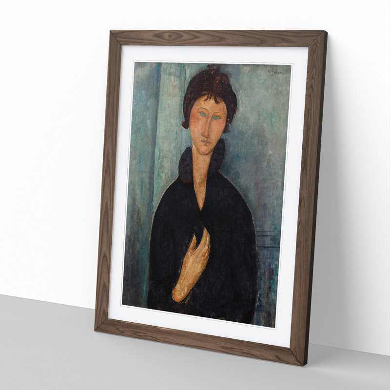 Portrait of a Woman Vol.8 by Amedeo Modigliani - Framed Print, 36cm H x 27cm W x 2cm D, Walnut Framed