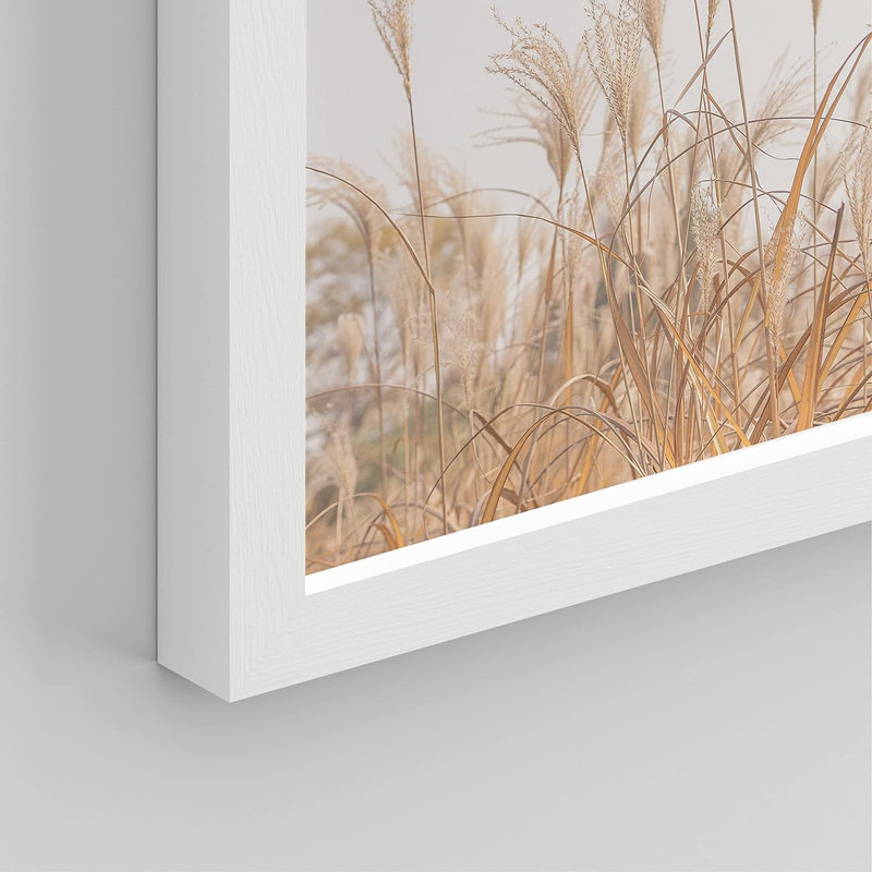 «Pampas Grass Beach Ocean Shore», impression encadrée de 4 pièces, Cadre blanc, H 16 po x l 12 po x P 1 po
