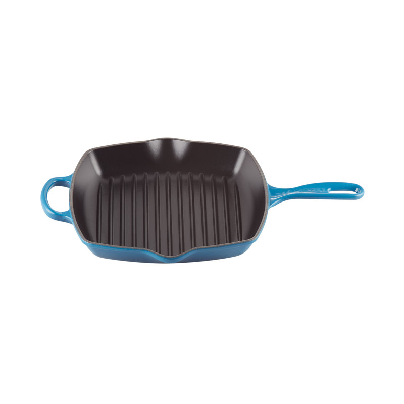 Le Creuset Enameled Cast Iron Signature 10.25" Square Skillet Grill, Marseille Blue