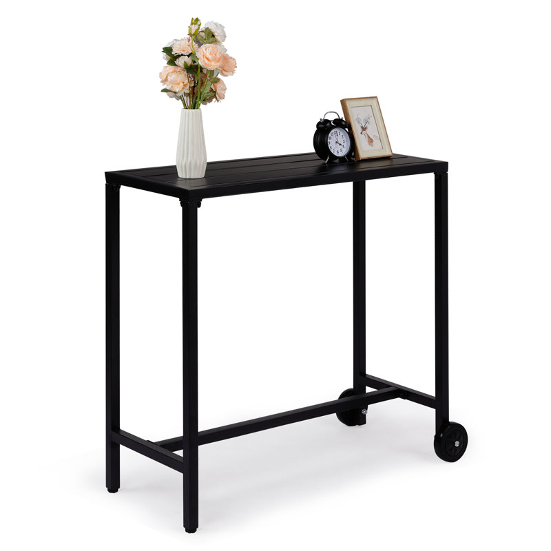Rectangle Outdoor Bar Table With Wheels, 37" H x 15.8" W x 39.4" L