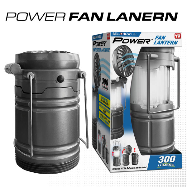 Bell + Howell Collapsible Portable Power Fan Lantern 300 Lumens