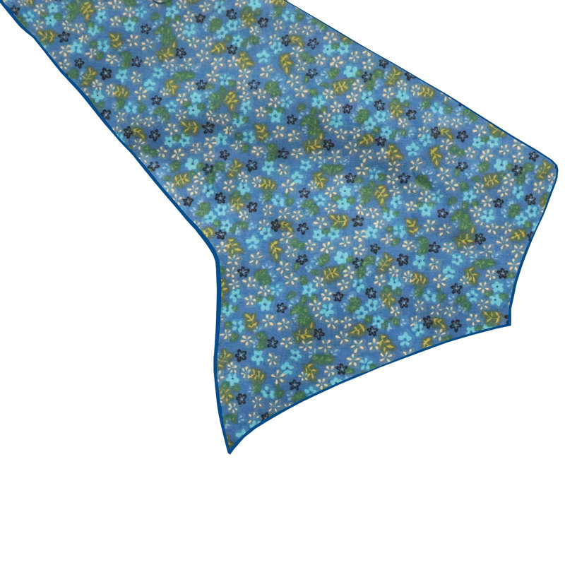 Small Flowers Allover Print Table Runner, 72" L x 24" D, Blue