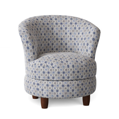 Palmona Linen and Velvet Swivel Barrel Chair