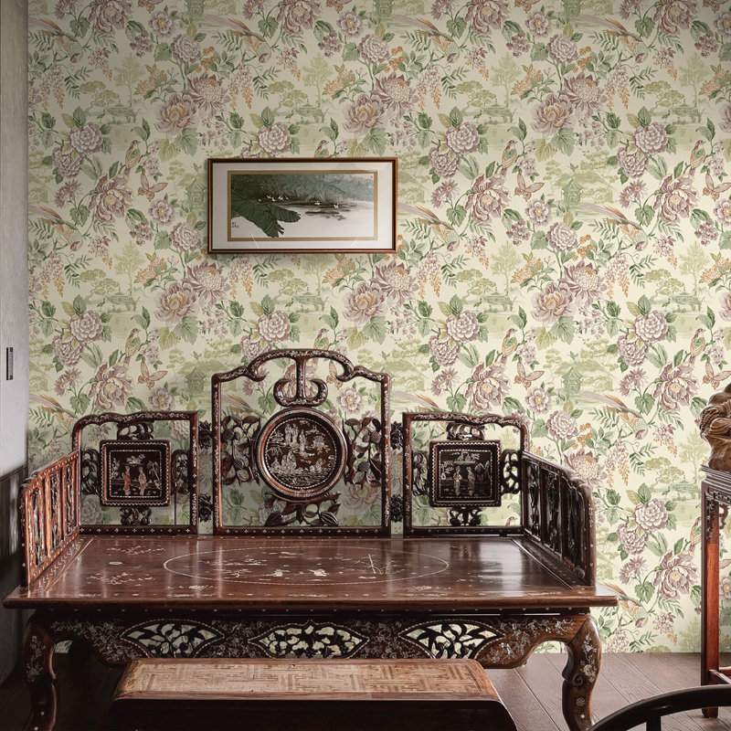 10.05m x 53cm Matte Wallpaper Roll, Green Cream