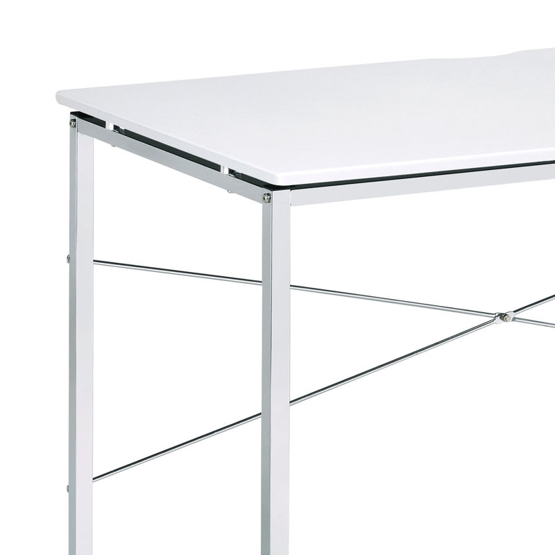 Bureau de meuble-lavabo à base métallique Jankey, Blanc / Chrome