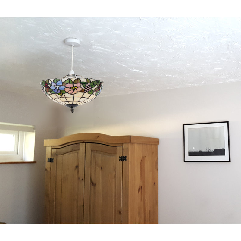 Lily 34cm Tiffany Style Glass Uplight Shade Pendant