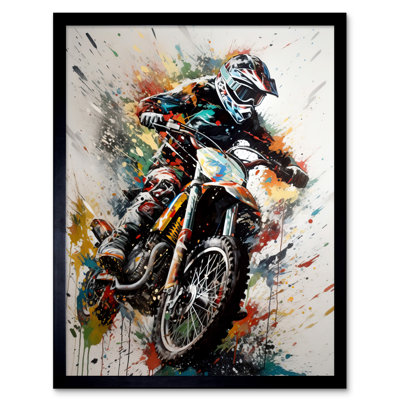 Beykoy Motocross Racer Splat Action Shot Portrait - Single Picture Frame Print