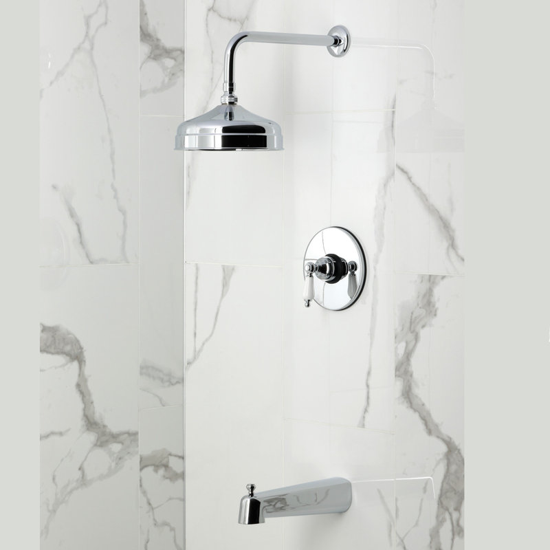 Robinet de baignoire et douche à pression équilibrée à poignée simple Kingston Brass, Chrome poli