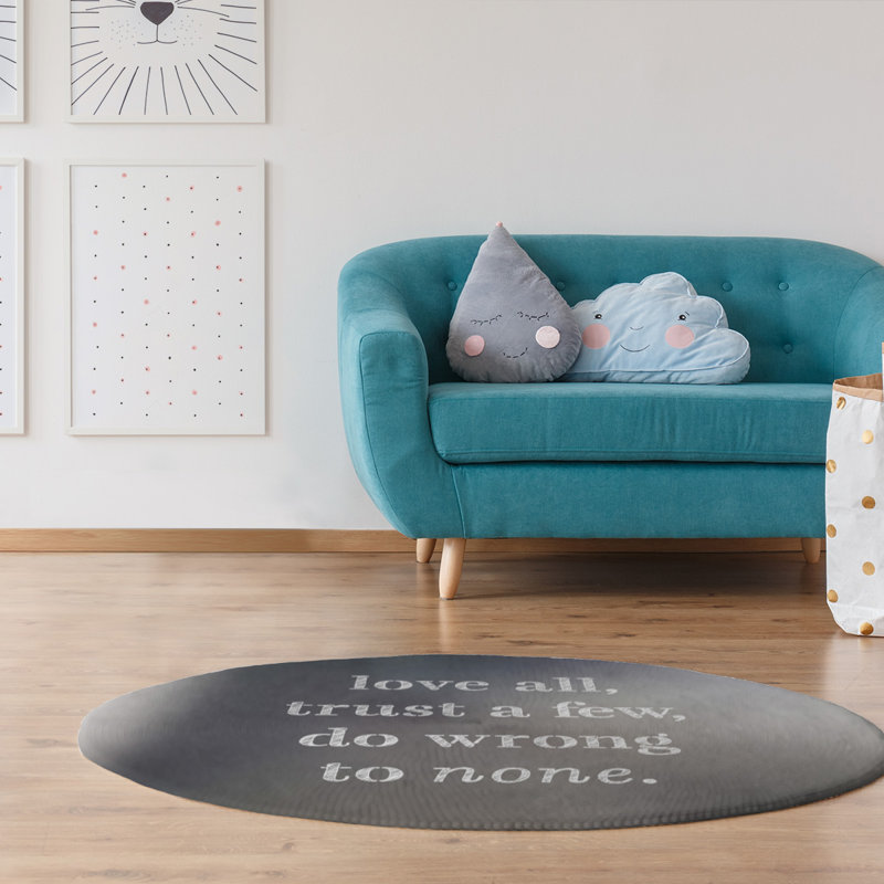 Quotes Chenille Indoor Rug, Round 5'