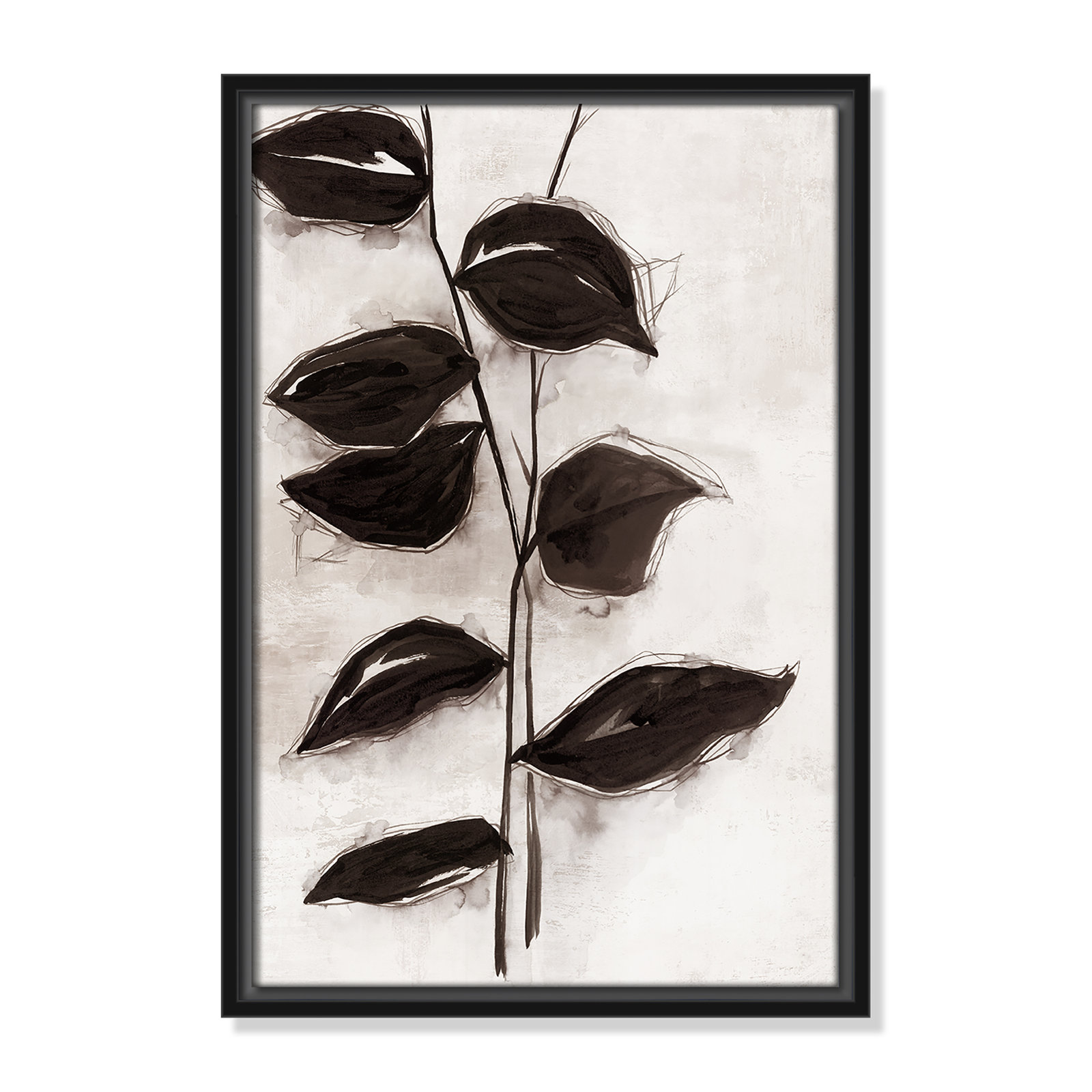 Leaves I by Eva Watts, Black Framed, 19.5" H x 13.5" W x 2" D
