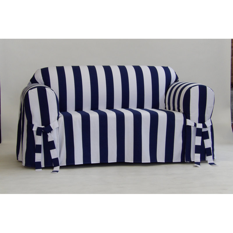 Housse pour coussins à rayures, H 38 po x l 96 po x P 36 po, Bleu marine