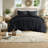 Modern Black Bedding Sets, Polyester Comforter With Pompom Design For Home Décor