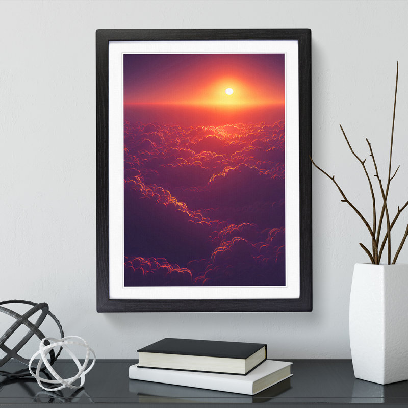 XV1022-602X An Expressive Sunset - Single Picture Frame Print, Black, 64cm H x 46cm W x 2cm D