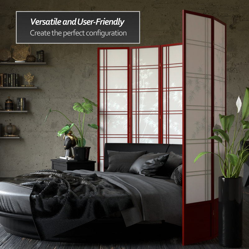 83.5" Bamboo Tree Double Cross Shoji Room Divider, 3 Panels, Rosewood