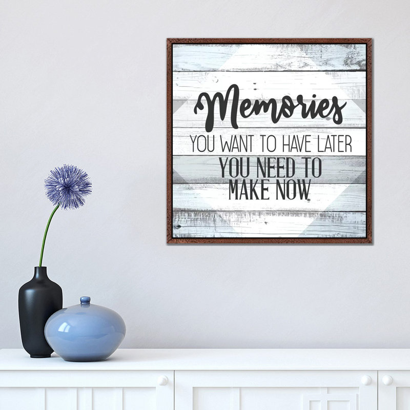 Memories II by Kimberly Allen - Print on Canvas, 45.72cm H x 45.72cm W x 3.81cm D, Classic Brown Wood Framed