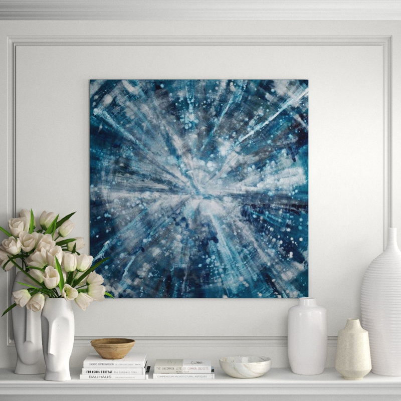 Sparkling Blues Print by Samuel Kane, 40" H x 40" W x 1.5" D, Knife Gel