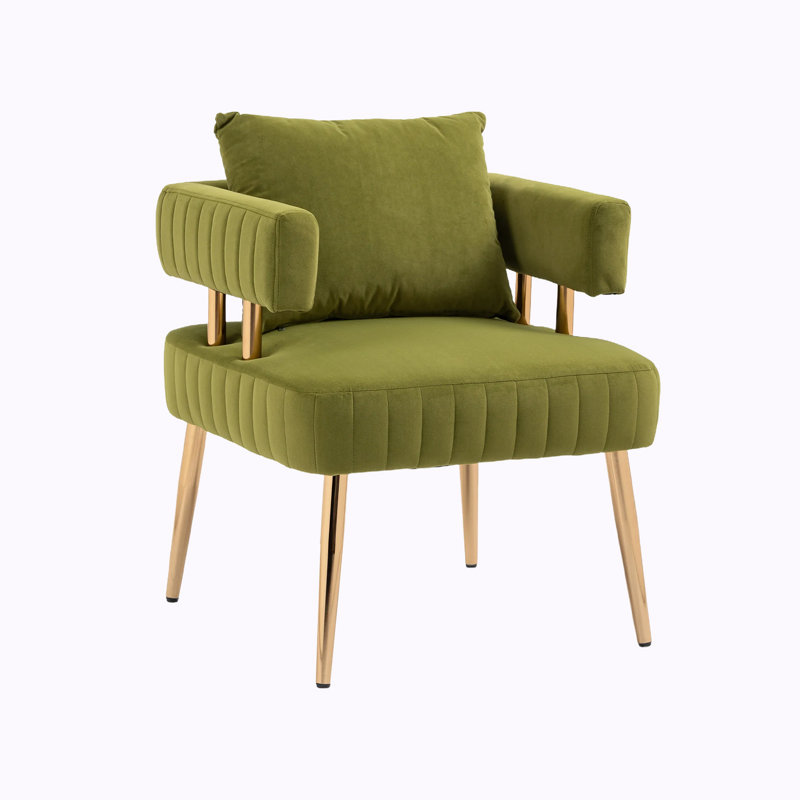 Izayah Upholstered Accent Chair, Olive Green Velvet