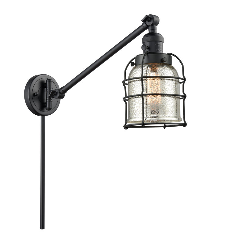 Bras pivotant à 1 lumière à intensité variable Koa, Noir mat, Incandescent, Argent mercuré plaqué