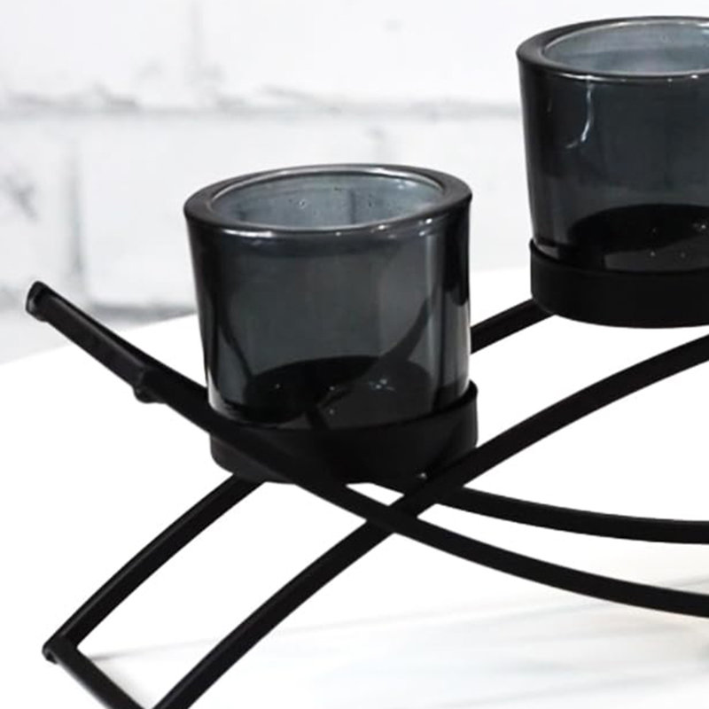 Modern 5-cup Candle Holder For Home Decor, Black