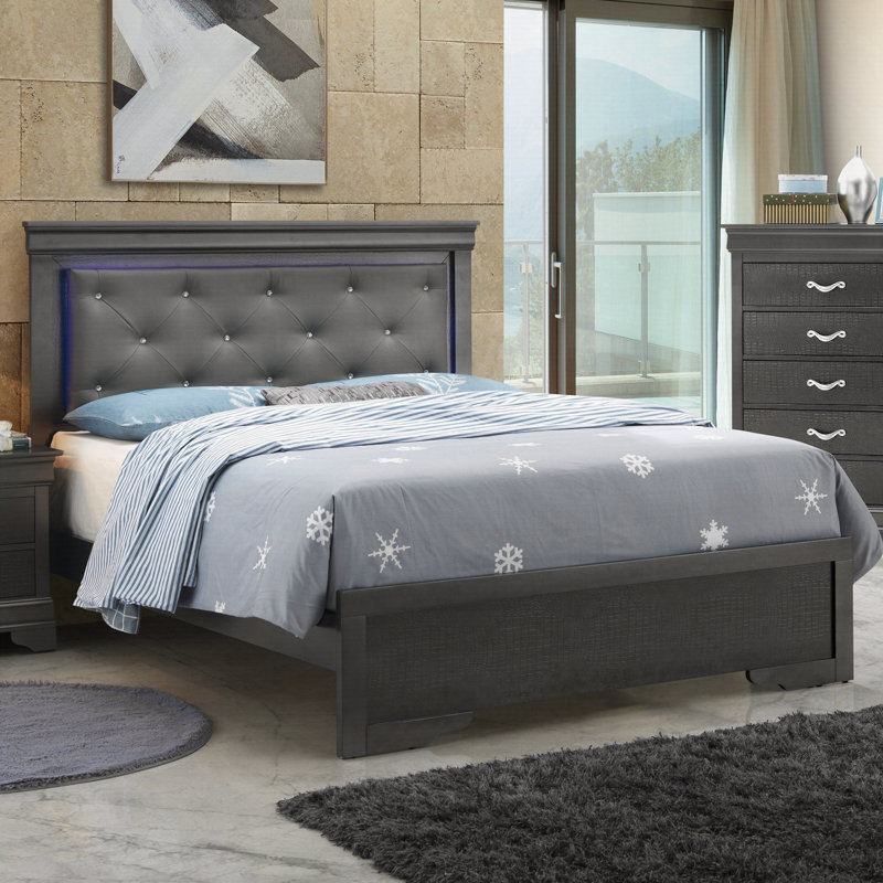 Transitional Full Bed In Metallic Black