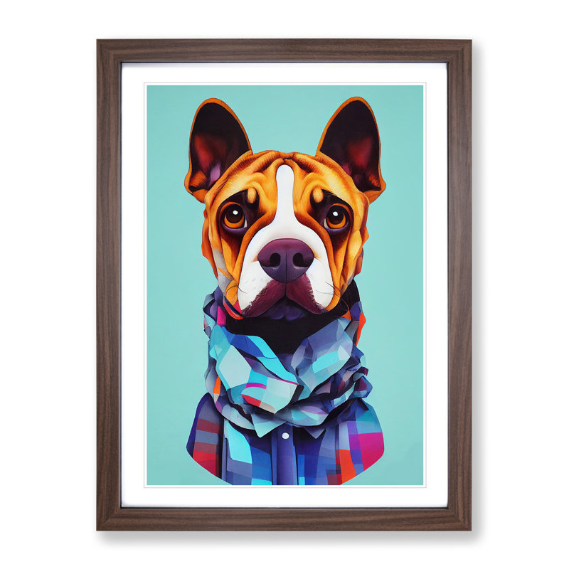 Proud Dog - Wall Art, 34cm H x 25cm W, Walnut Framed