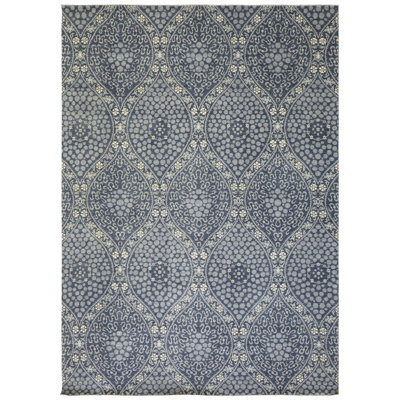 Tapis rectangulaire unique de 10 pi 1 po x 14 pi 2 po bleu