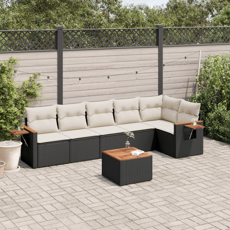 Ensemble de canapé de jardin Vidaxl noir, blanc crème