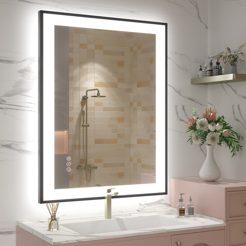 Aevar UL Certified Front & Back LED Anti-Fog Tempered Glass Framed Bathroom/Vanity Mirror with 3-Year Warranty, 36" x 28"