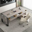 Bureau rectangulaire gris et noir en bois manufacturé + acier laminé à froid-364746435-364746433