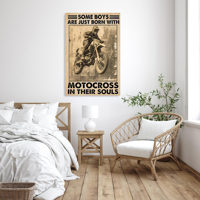 Some Boys Are Just Born With Motocross - 1 Piece R " Some Boys Are Just Born With Motocross - 1 Piece Rectangle Graphic Art Print On Wrapped Canvas "