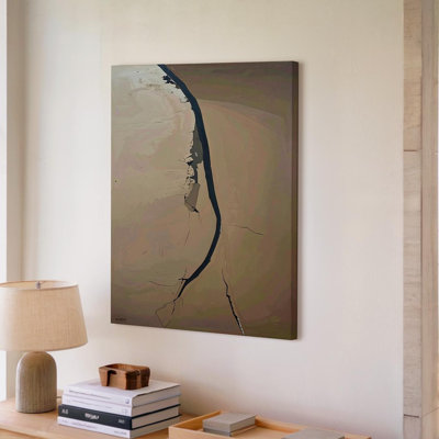 Wall Art Canvas Minimalist Abstract Canvasbold Black Wavy Line On Brown Background Ready To Hang Gallery Wrapped Home Decor Modern Design