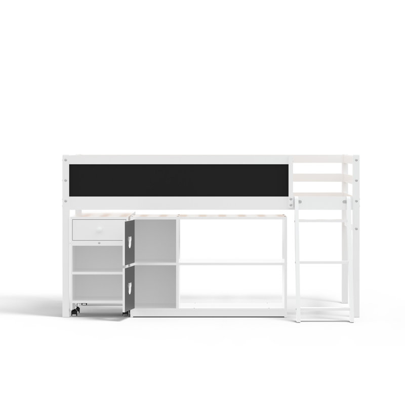 Lit mezzanine bas simple avec bureau et rangement