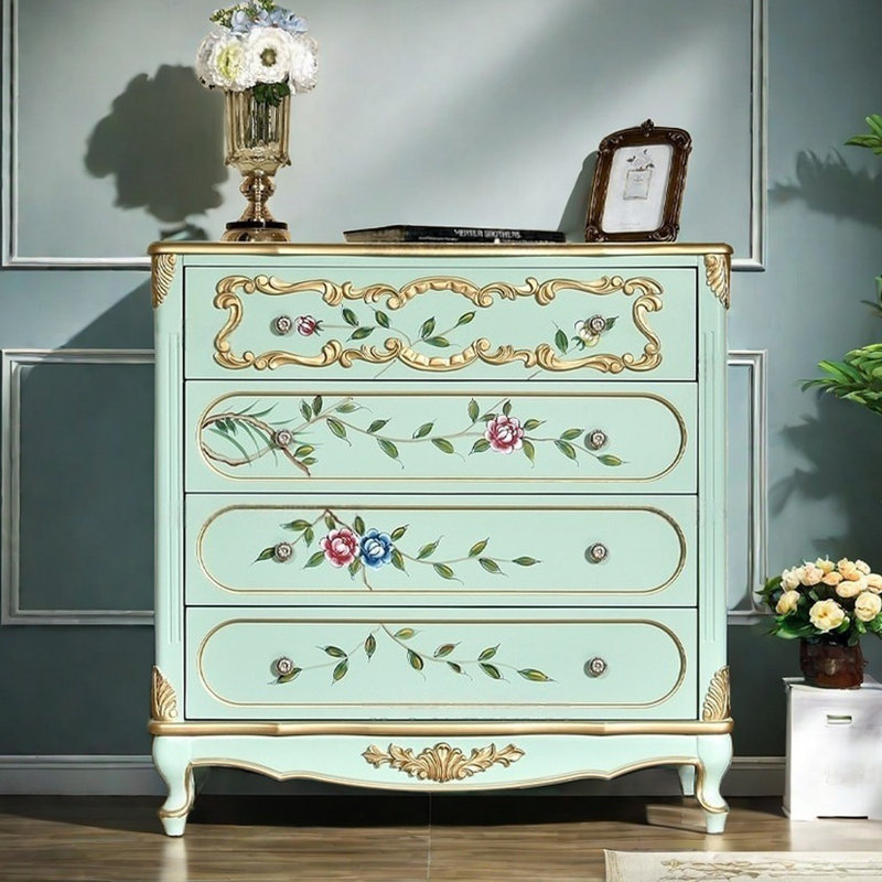 Hand-Painted Accent Chest with 4 Drawers