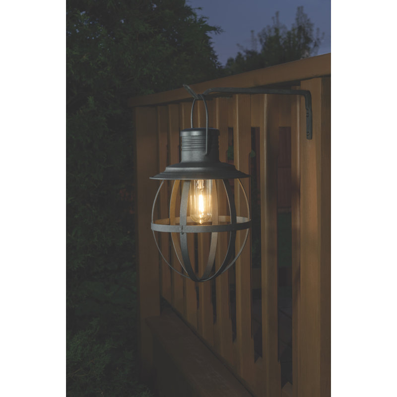Rustic Black 11-Inch Metal Hanging LED Lantern