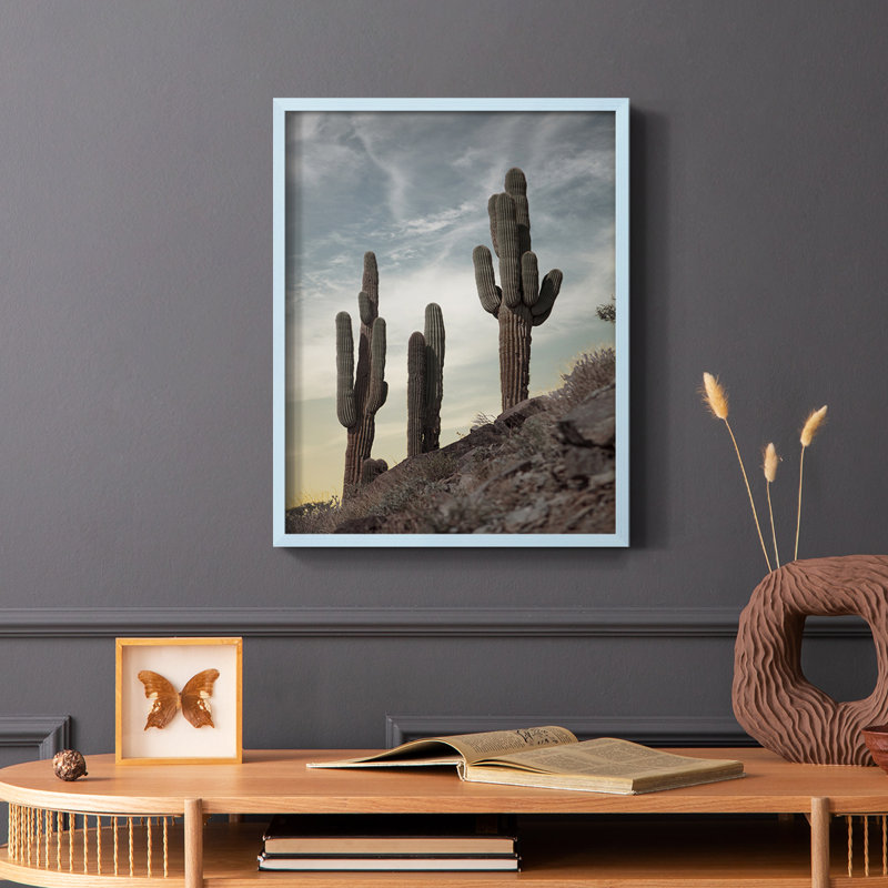 Desert Desert, reproduction encadrée - bois massif, Bleu, H 10 po x l 8 po